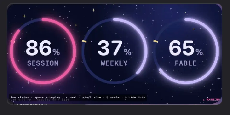 Claude usage widget: purple horizontal layout.